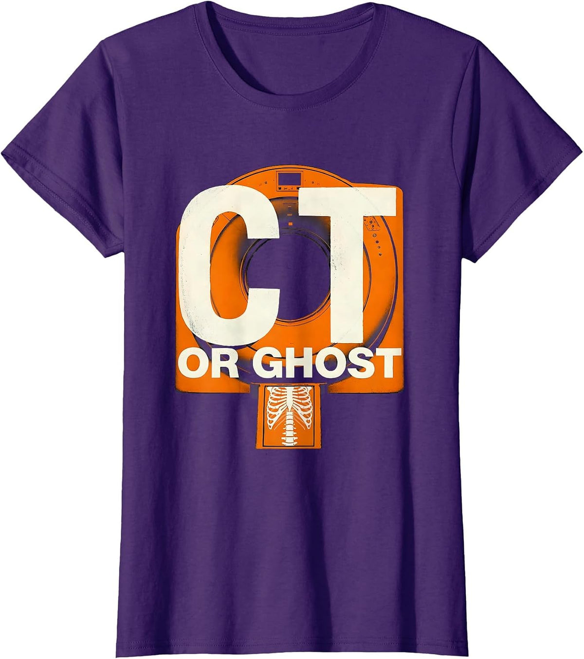 Women's Ghost Or CT Funny Radiology Tech Halloween Workplace Humor T-Shirt - Purple