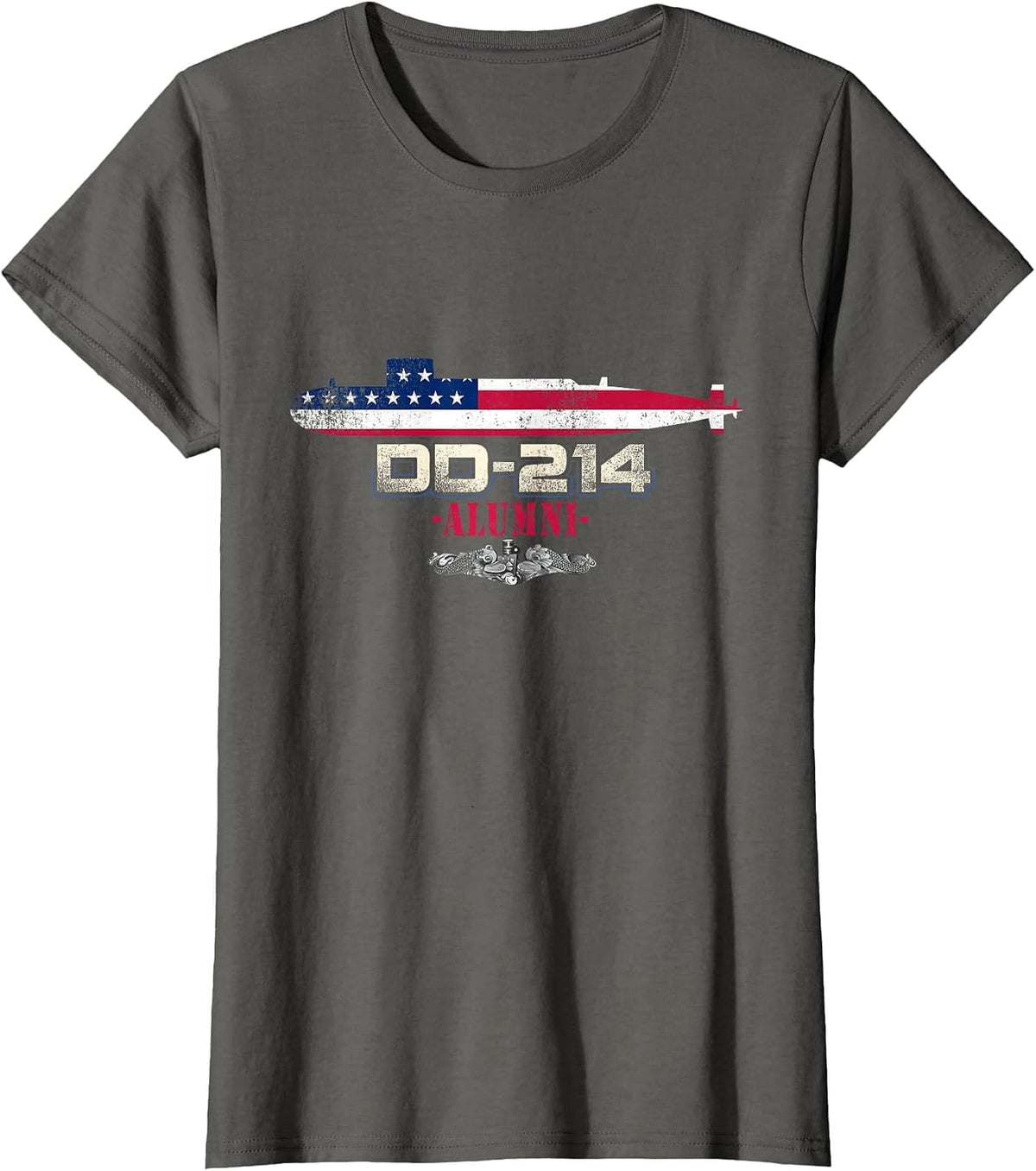 Submarine Veteran Military DD-214 Submarines Service Alumni T-Shirt - Asphalt Grey