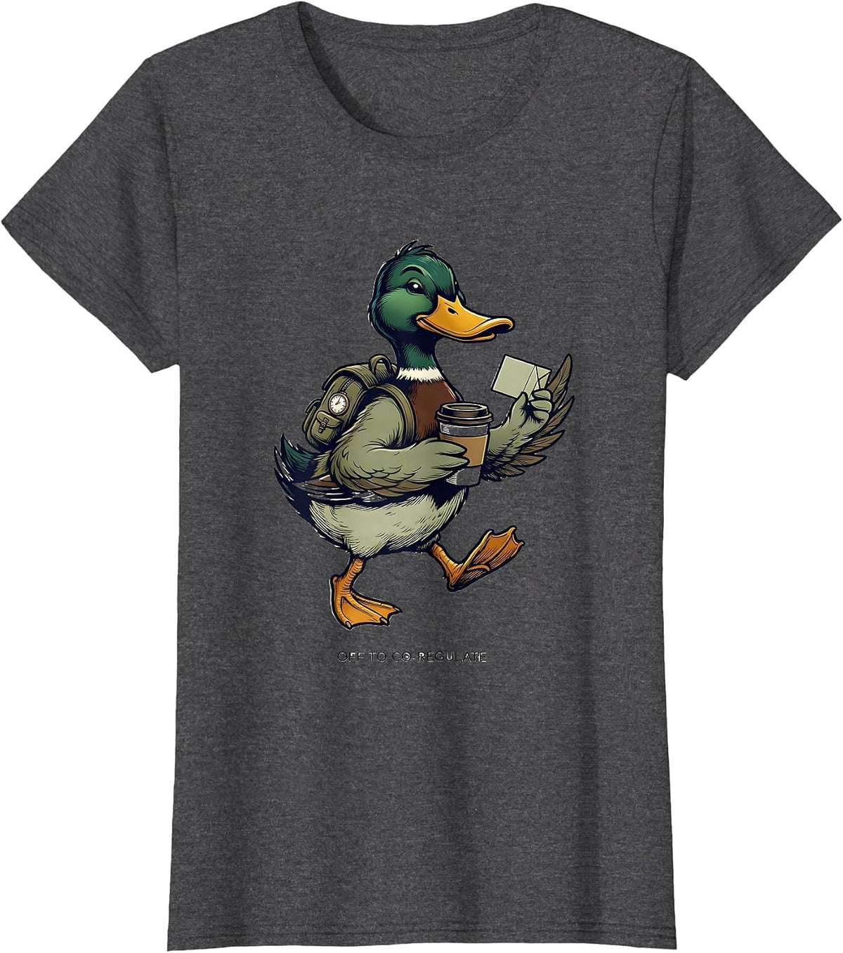 Women's Off To Co-Regulate Silly Goose Therapy Humor T-Shirt - Dark Heather Grey
