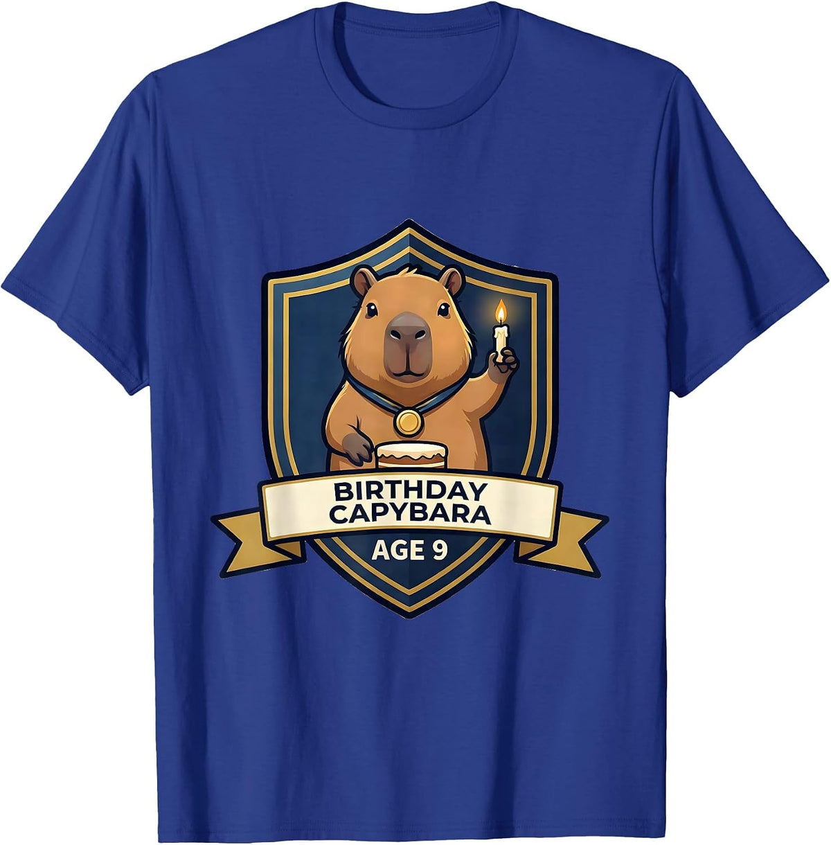 Men's Birthday Capybara Age 9 Kawaii Cute Animal Fan Party T-Shirt - Royal Blue
