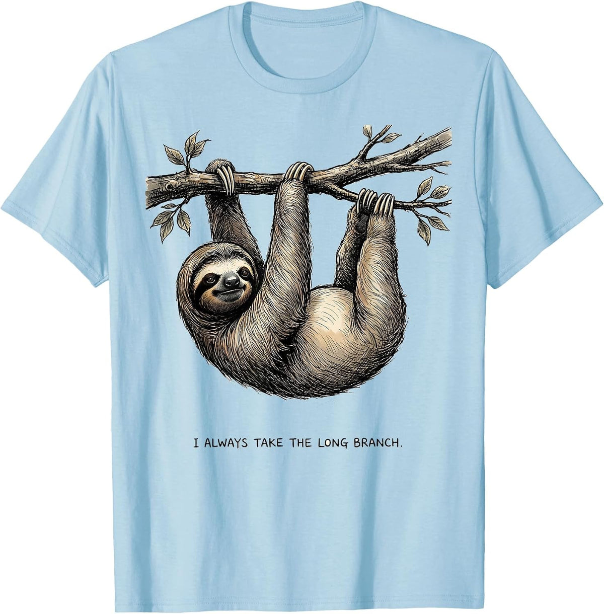 Men's I Always Take The Long Branch Funny Sloth Lover Gift T-Shirt - Baby Blue