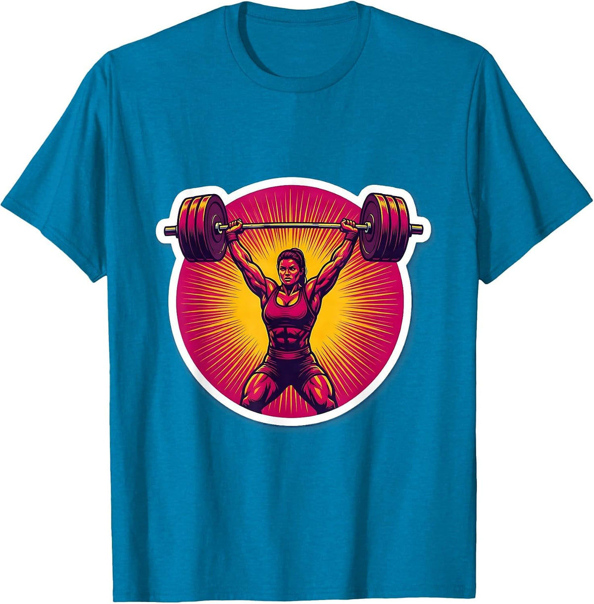 Weightlifter Overhead Press Triumph Sports Graphic T-Shirt - Sapphire Blue