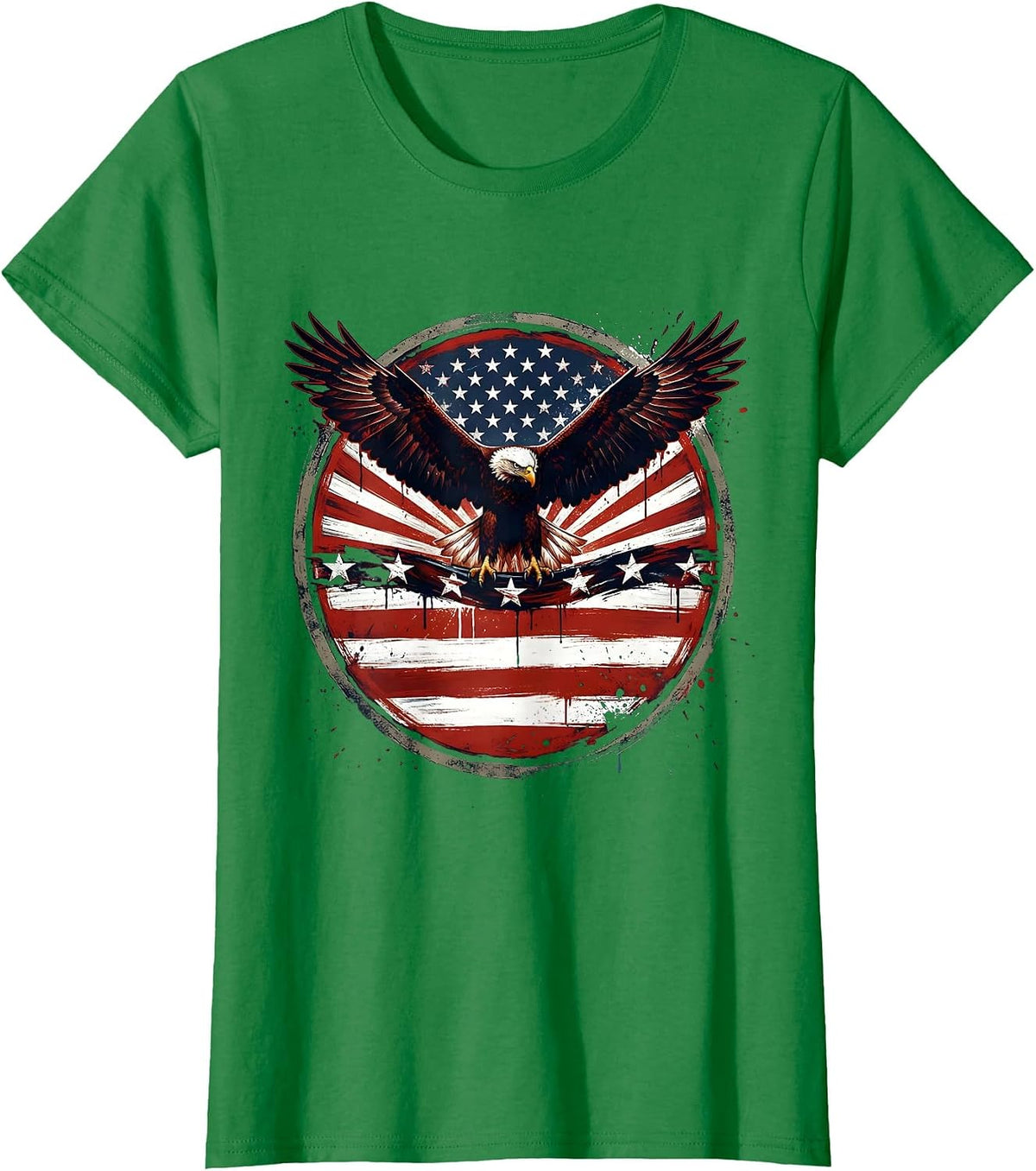 Eagle Carrying Star Banner Patriotic Graphic T-Shirt - Kelly Green