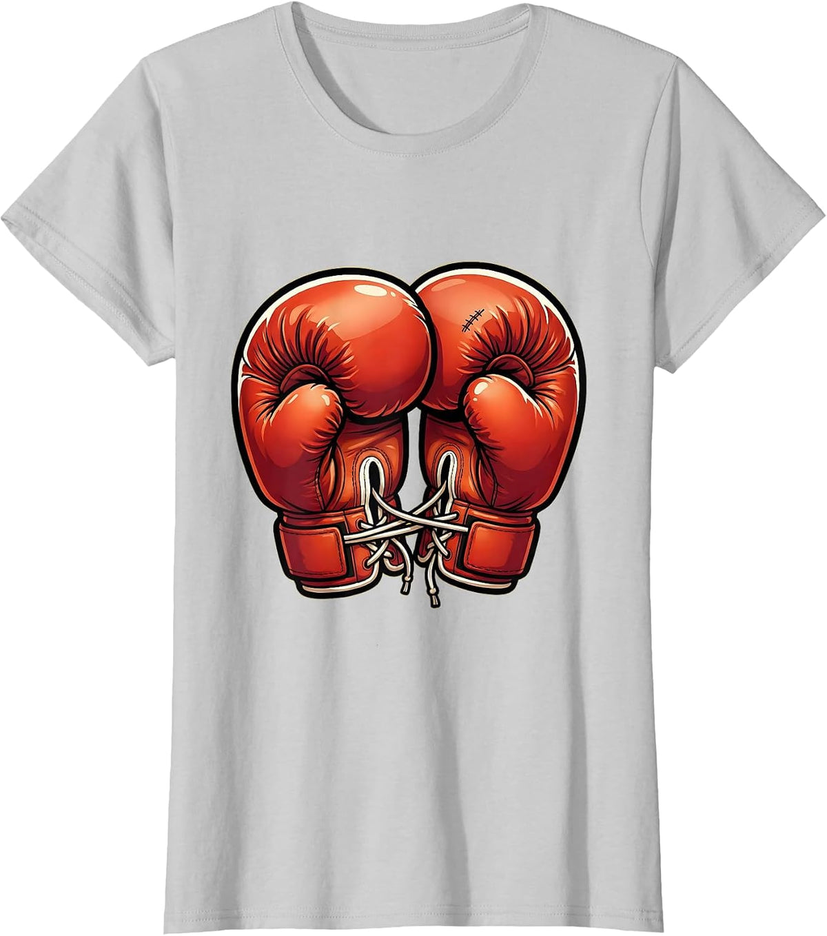 Boxing Gloves Hug Funny Attitude Graphic T-Shirt - Silver Grey