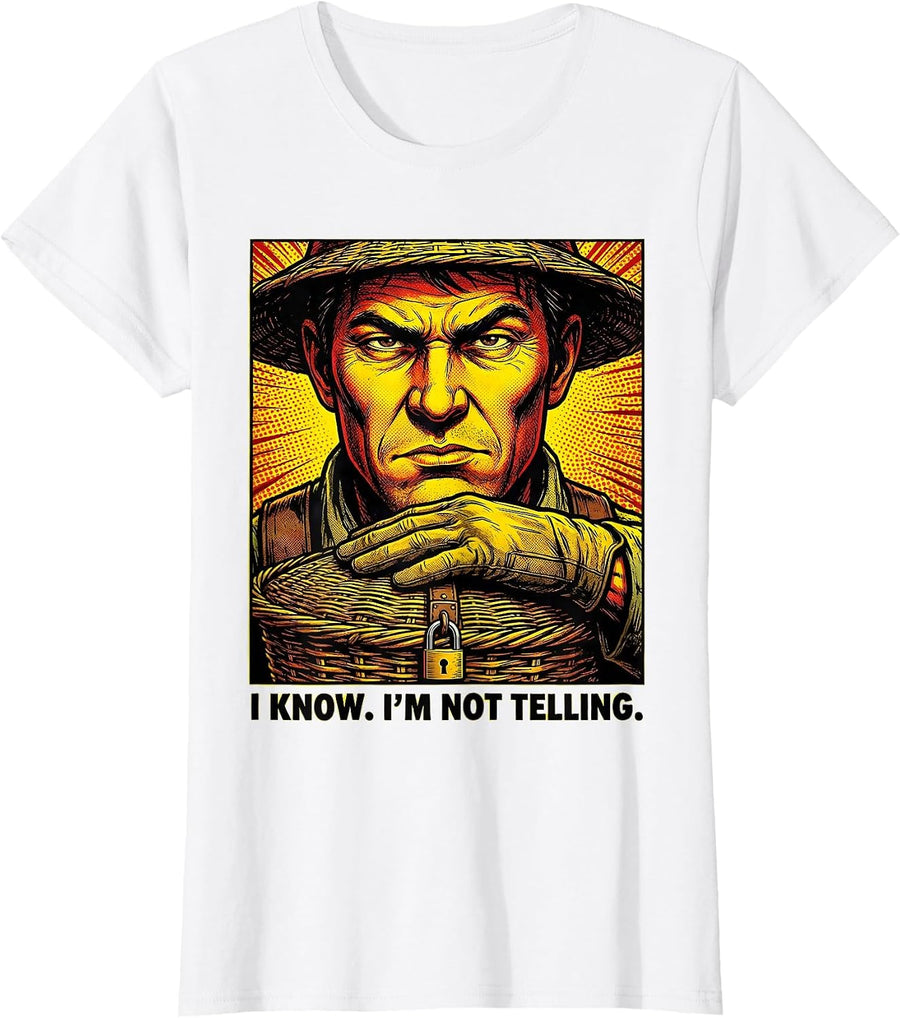 Women's I Know. I'm Not Telling. Funny Mushroom Foraging Morel T-Shirt - White