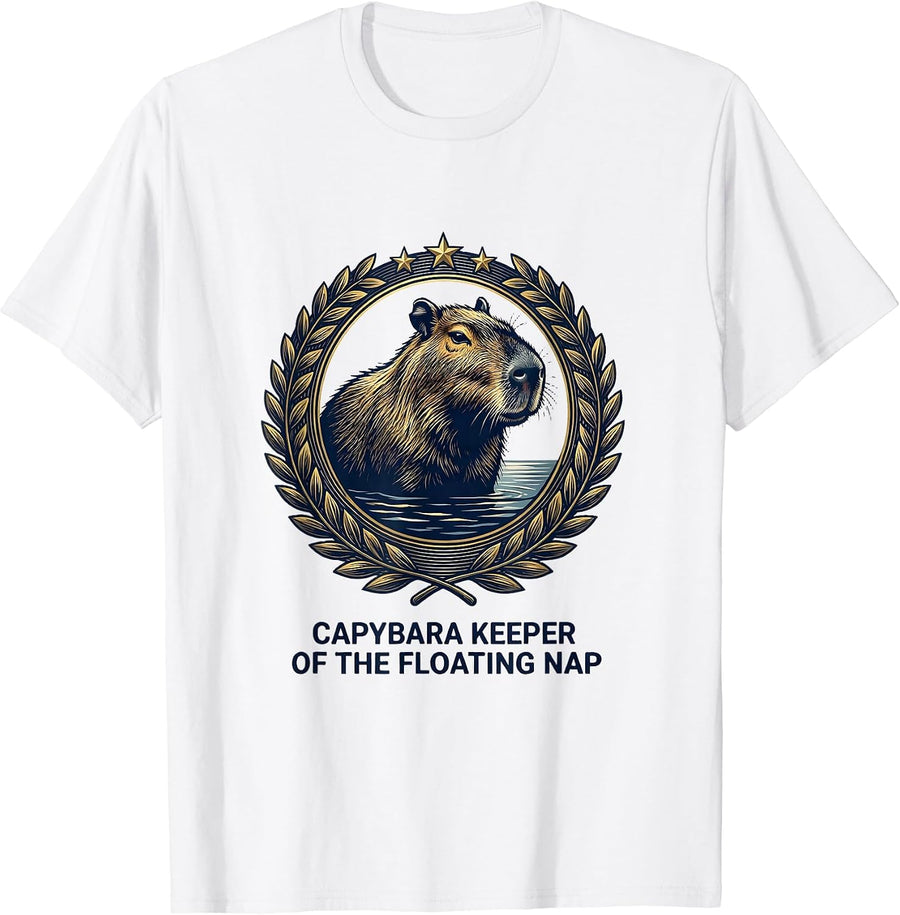 Men's Capybara, Keeper Of The Floating Nap Funny Animal Humor T-Shirt - White