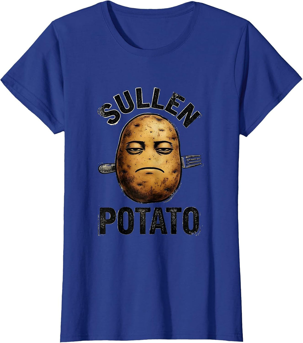 Women's Sullen Potato Funny Grouchy Potato Couple Matching T-Shirt - Royal Blue