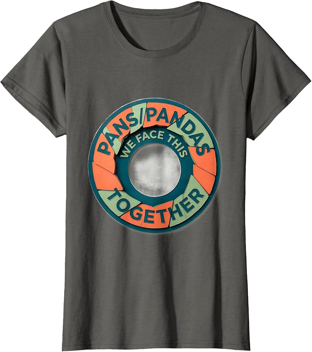 Women's PANS/PANDAS We Face This Together Humor Support Awareness T-Shirt - Asphalt Grey