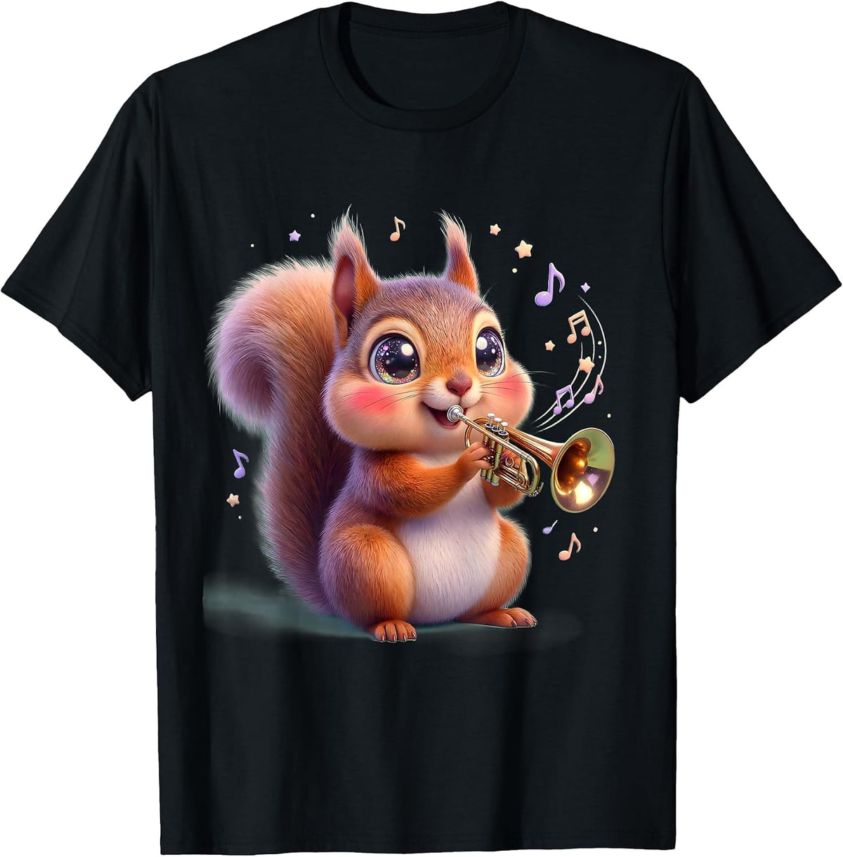 Men's Squirrel Trombone Player Funny Music Animal Art T-Shirt - Black