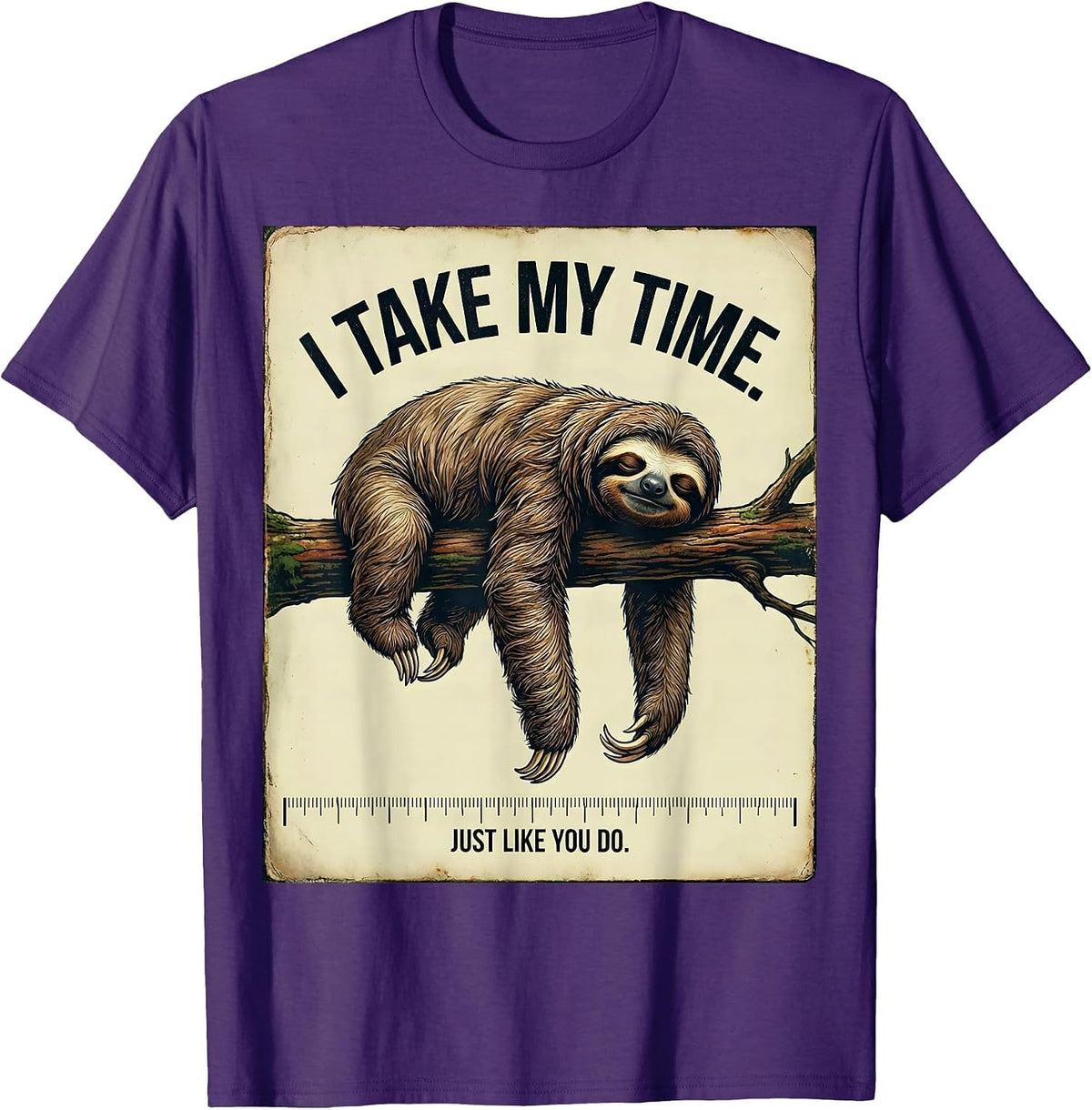Men's I Take My Time, Just Like You Do Vintage Sloth Lover Gift T-Shirt - Purple