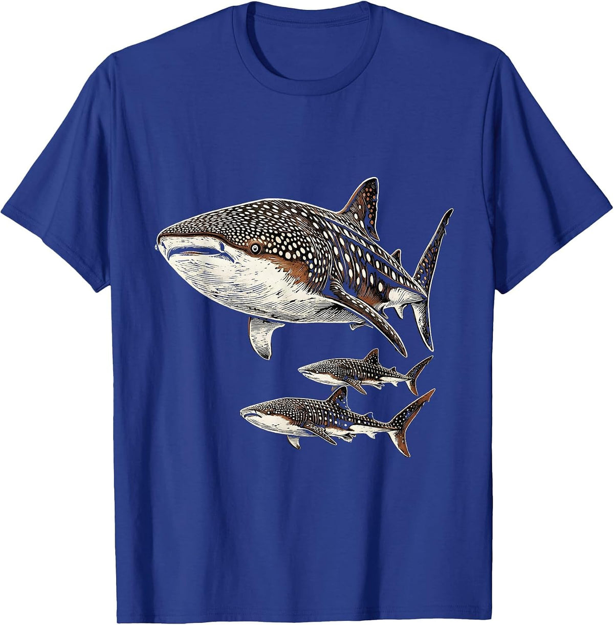 Whale Shark Woodcut Engraving Marine Biology Humor T-Shirt - Royal Blue