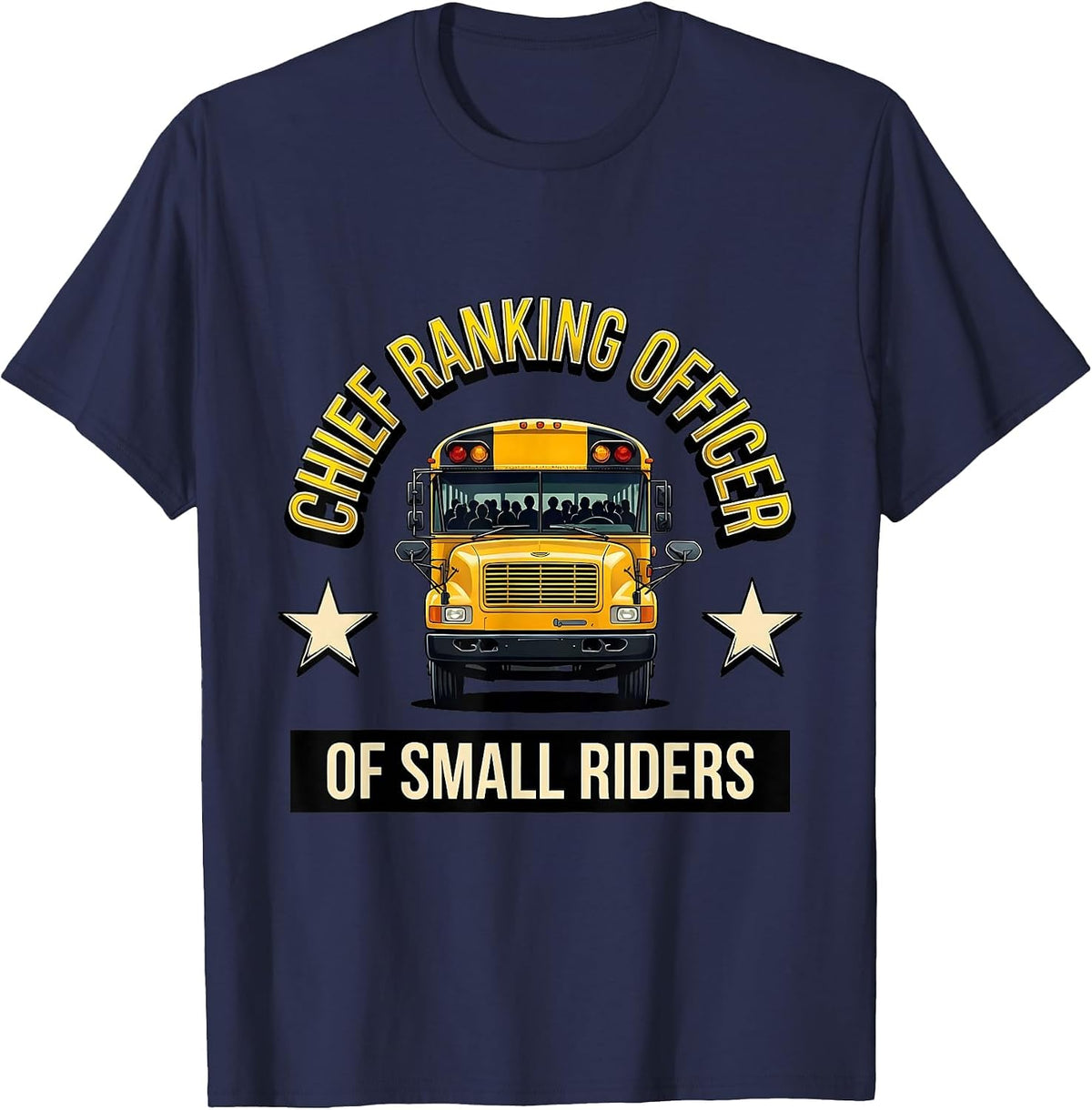 Men's Chief Ranking Officer Of Small Riders Funny School Bus T-Shirt - Navy Blue