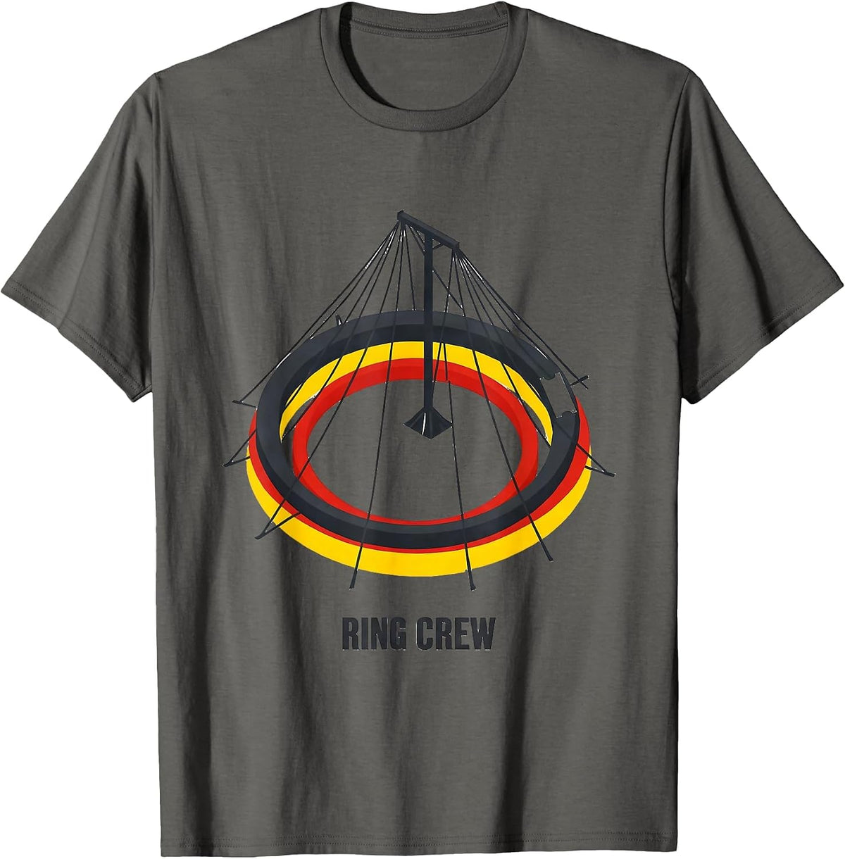 Men's Ring Crew Funny Circus Carnival Staff Party Costume T-Shirt - Asphalt Grey