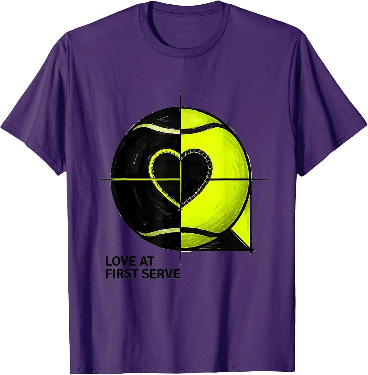 Love At First Serve Swiss International Tennis Player Pun T-Shirt - Purple