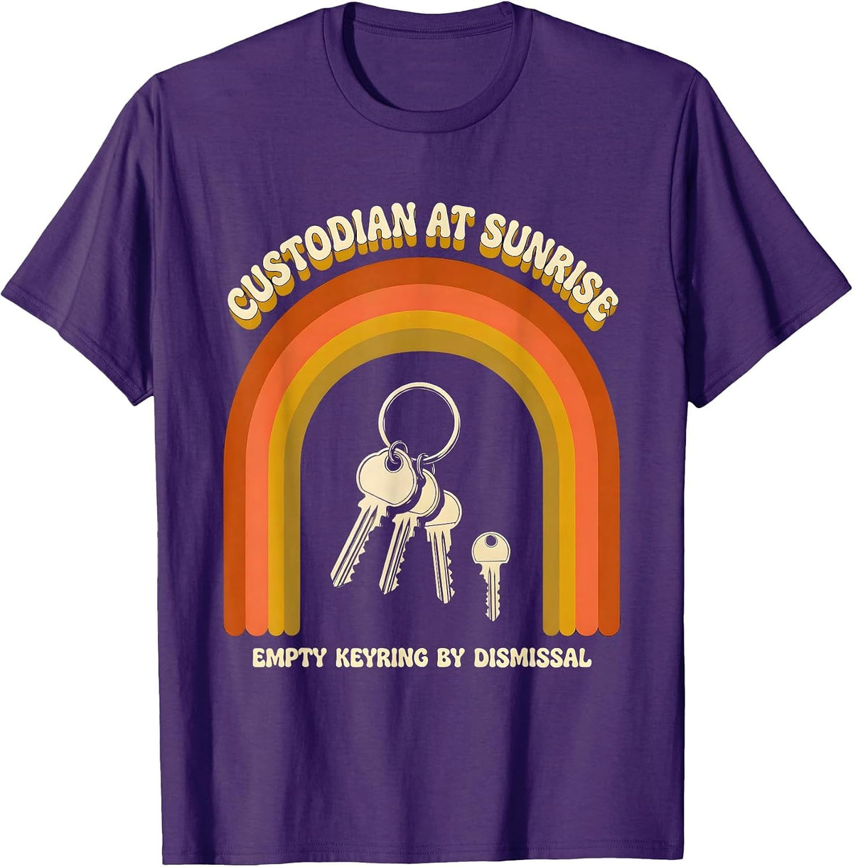 Custodian At Sunrise, Empty Keyring By Dismissal Funny T-Shirt - Purple