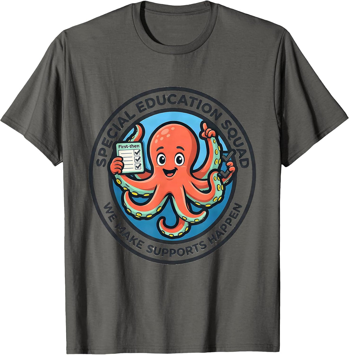 Men's Special Education Squad, We Make Supports Happen Teacher T-Shirt - Asphalt Grey