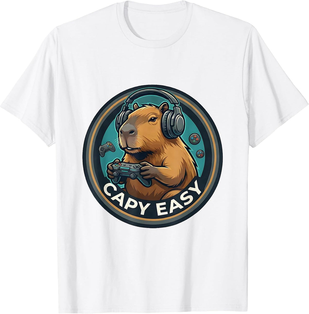 Men's Capy Easy Funny Capybara Gaming Meme Youth Humor T-Shirt - White