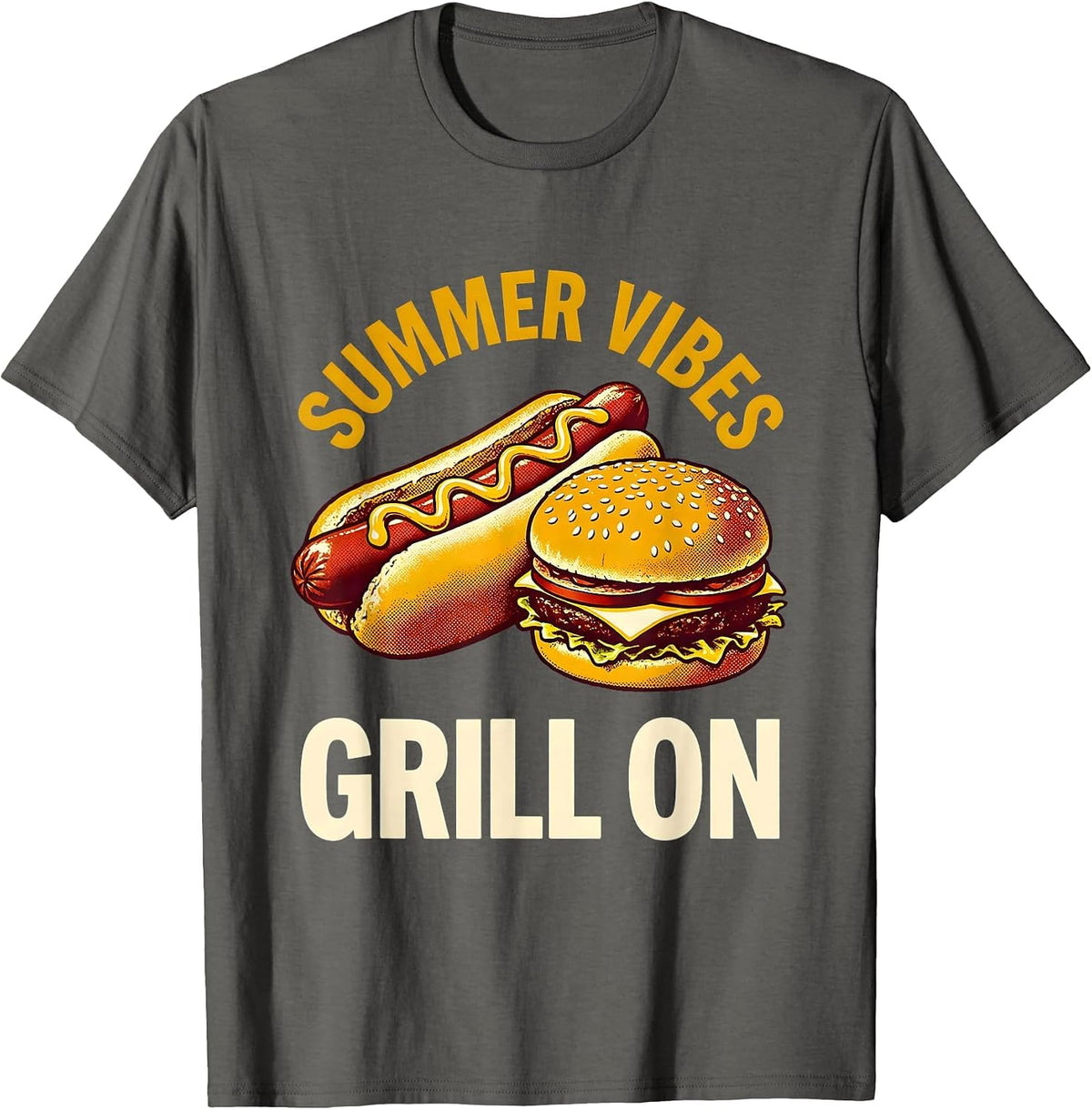 Men's Summer Vibes Grill On Labor Day BBQ Design T-Shirt - Asphalt Grey