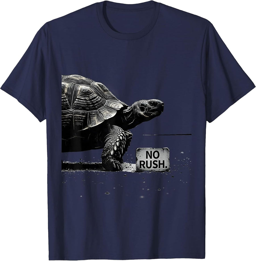 No Rush Silly Tortoise Lover Funny Turtle Pet Enthusiast T-Shirt - Navy Blue