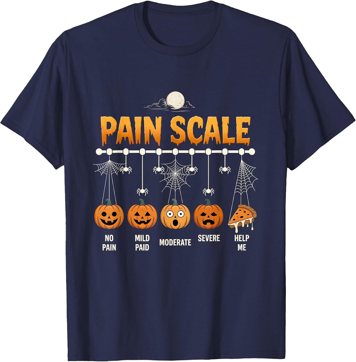 Halloween Pain Scale Pumpkin Trauma Nurse Triage Medical T-Shirt - Navy Blue