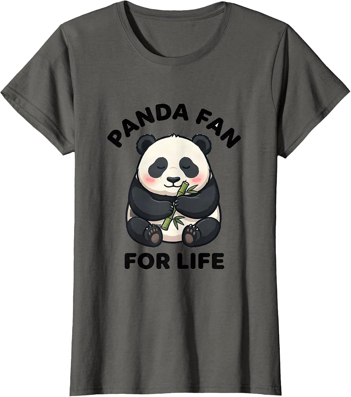 Women's Panda Fan For Life Cute Kawaii Panda Lover Humor T-Shirt - Asphalt Grey