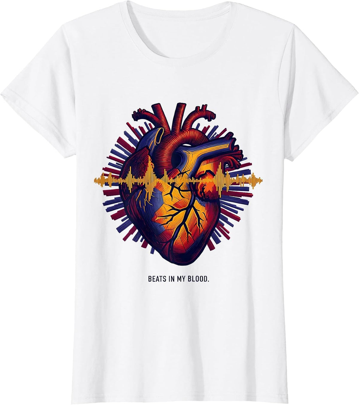 Beats In My Blood Hip Hop Music Design T-Shirt - White