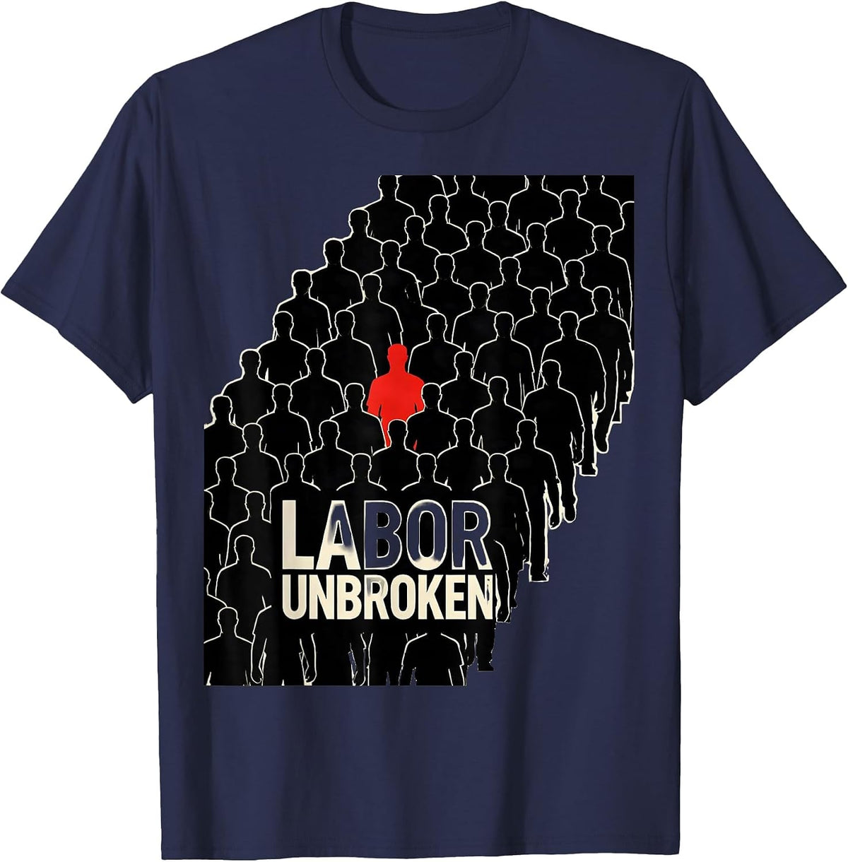 Labor Unbroken Constructivist Union Worker Solidarity Pride T-Shirt - Navy Blue