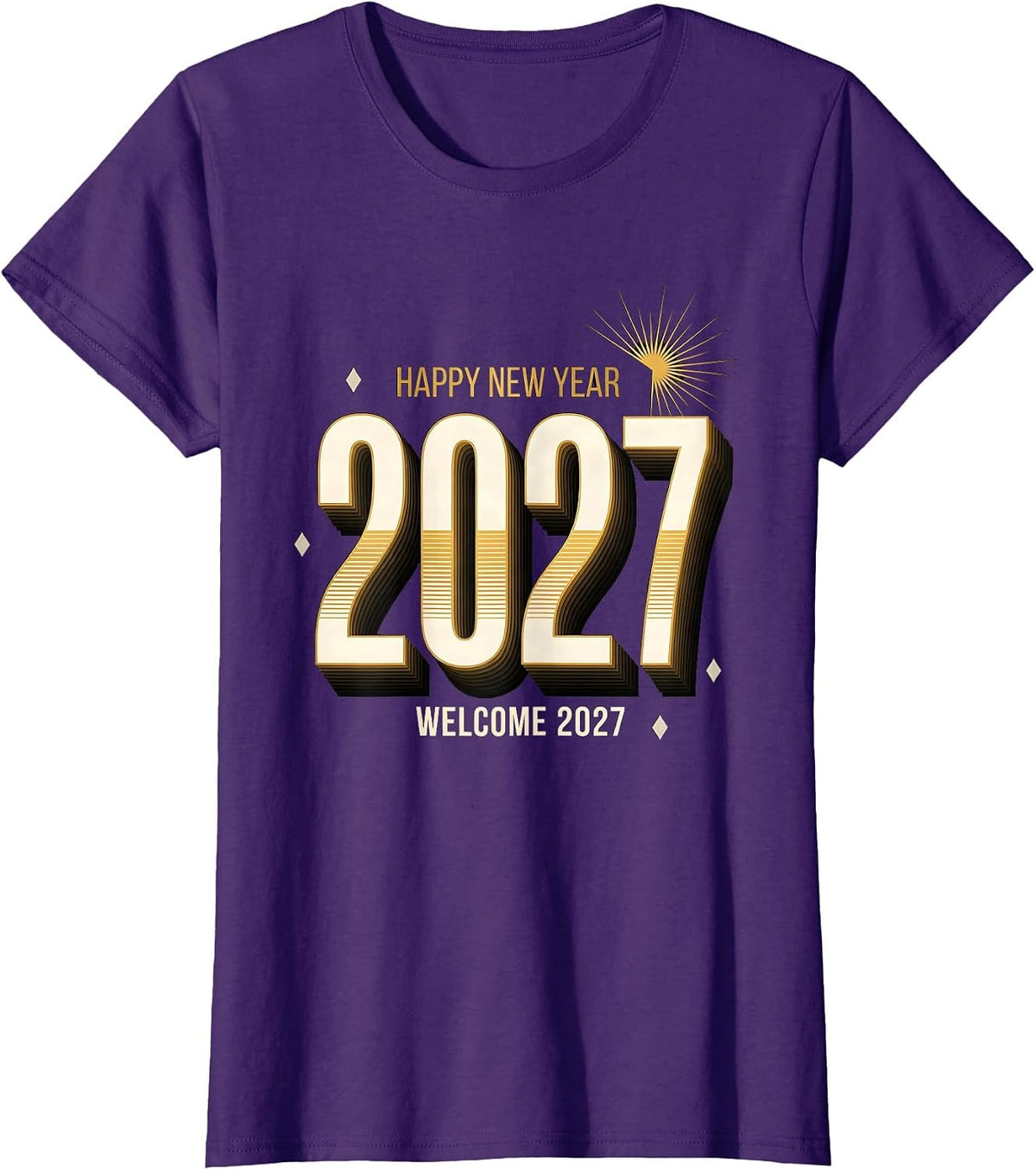 Women's Happy New Year Welcome 2027 Festive Party Family Matching T-Shirt - Purple