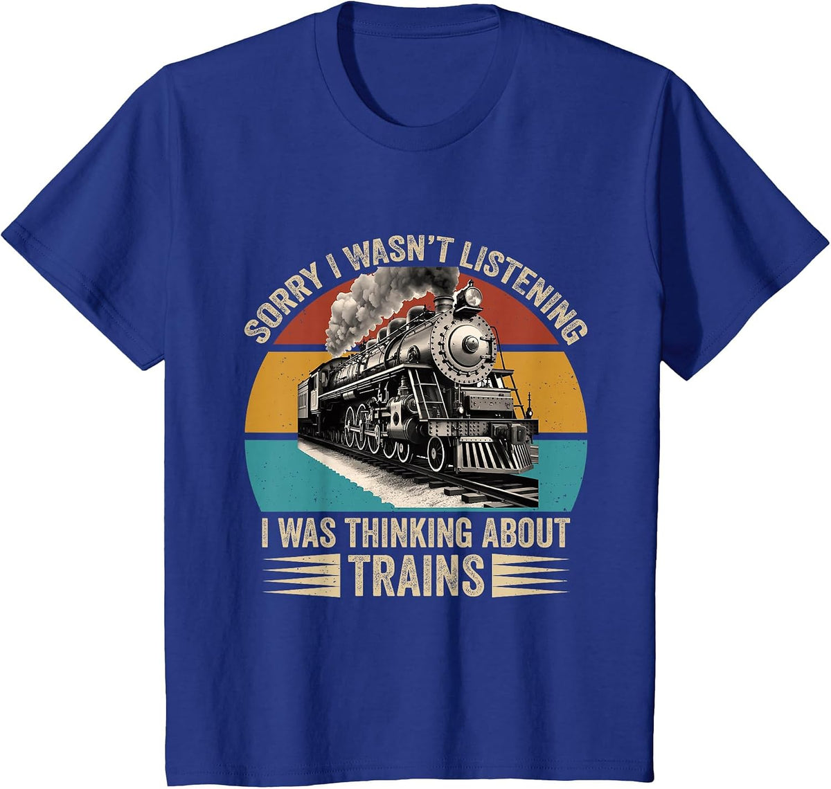 Retro Wagon Train Lover Model Railroad Conductor Funny Train T-Shirt - Royal Blue