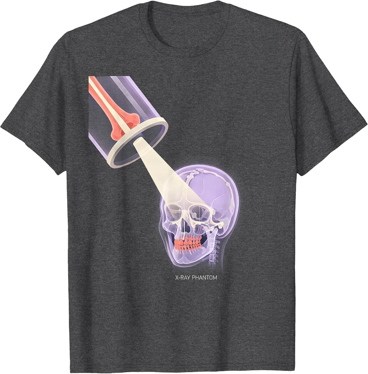 X-Ray Phantom Funny Radiology Tech Halloween Ghost Humor T-Shirt - Dark Heather Grey