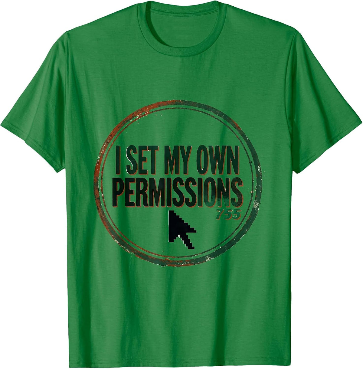 Men's I Set My Own Permissions Vintage Linux Geek Gift T-Shirt - Kelly Green