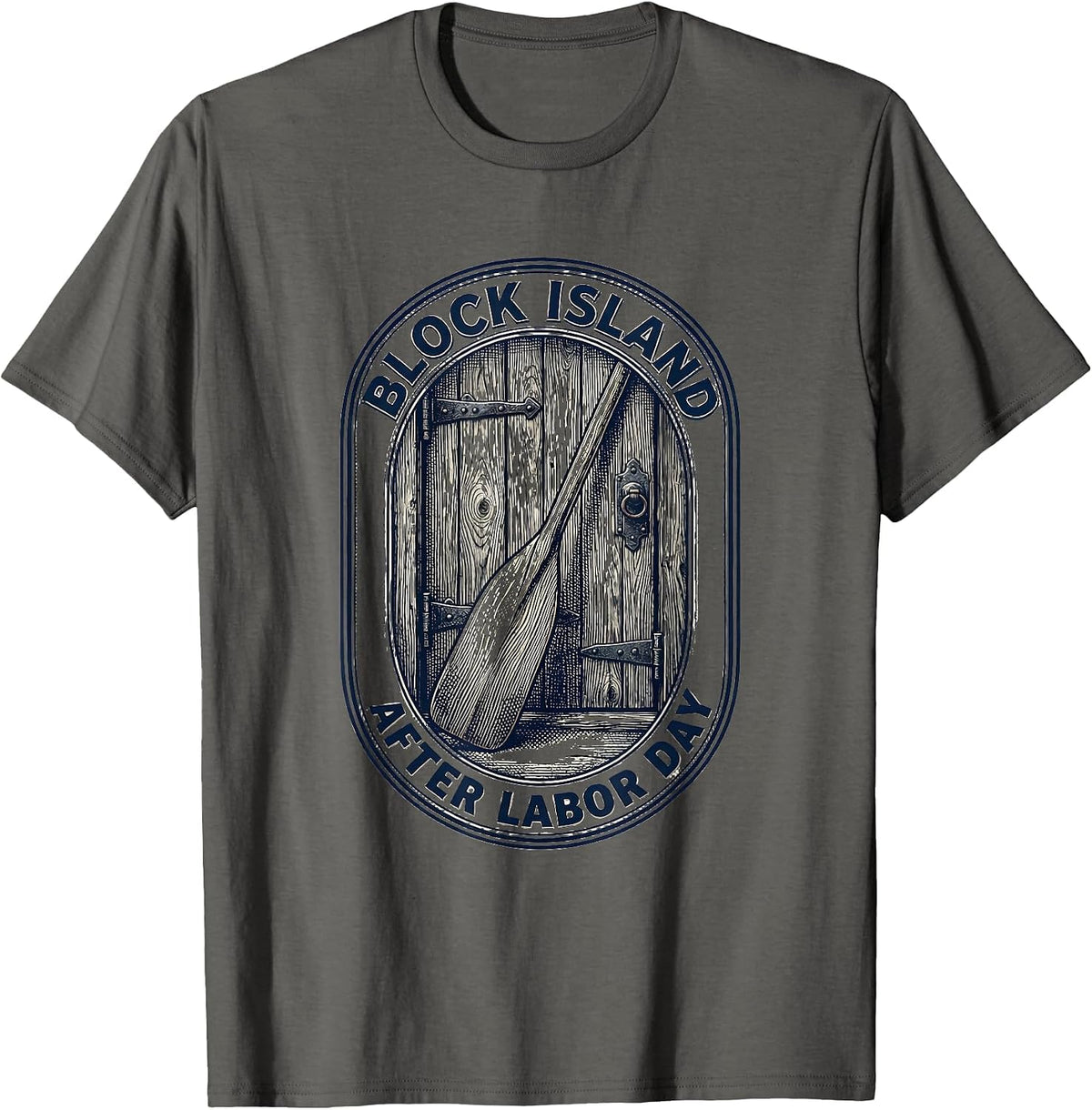 Block Island After Labor Day Vintage Coastal Town Pride T-Shirt - Asphalt Grey