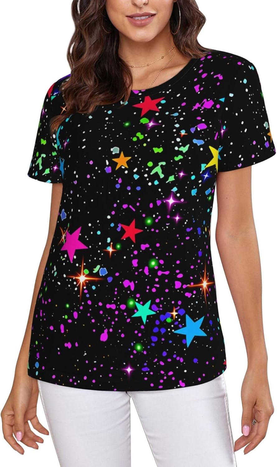 T Shirts for Women Casual Short Sleeve Summer Tops Soft Basic Tees - A01
