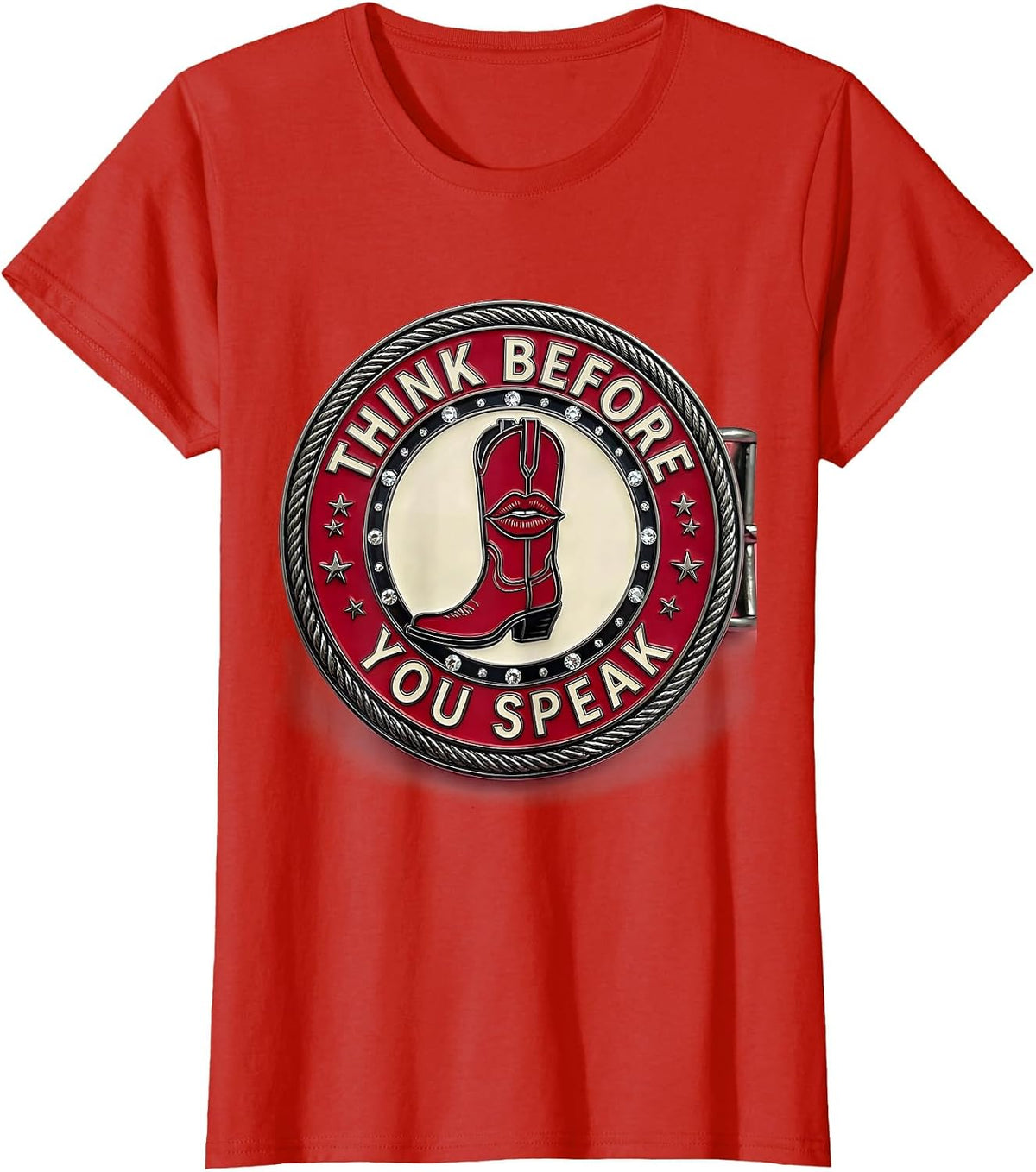 Think Before You Speak Mindful Message Design T-Shirt - Red