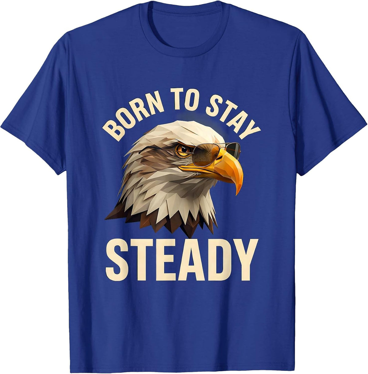 Born To Stay Steady Low Poly Eagle Wildlife Lover Kids T-Shirt - Royal Blue