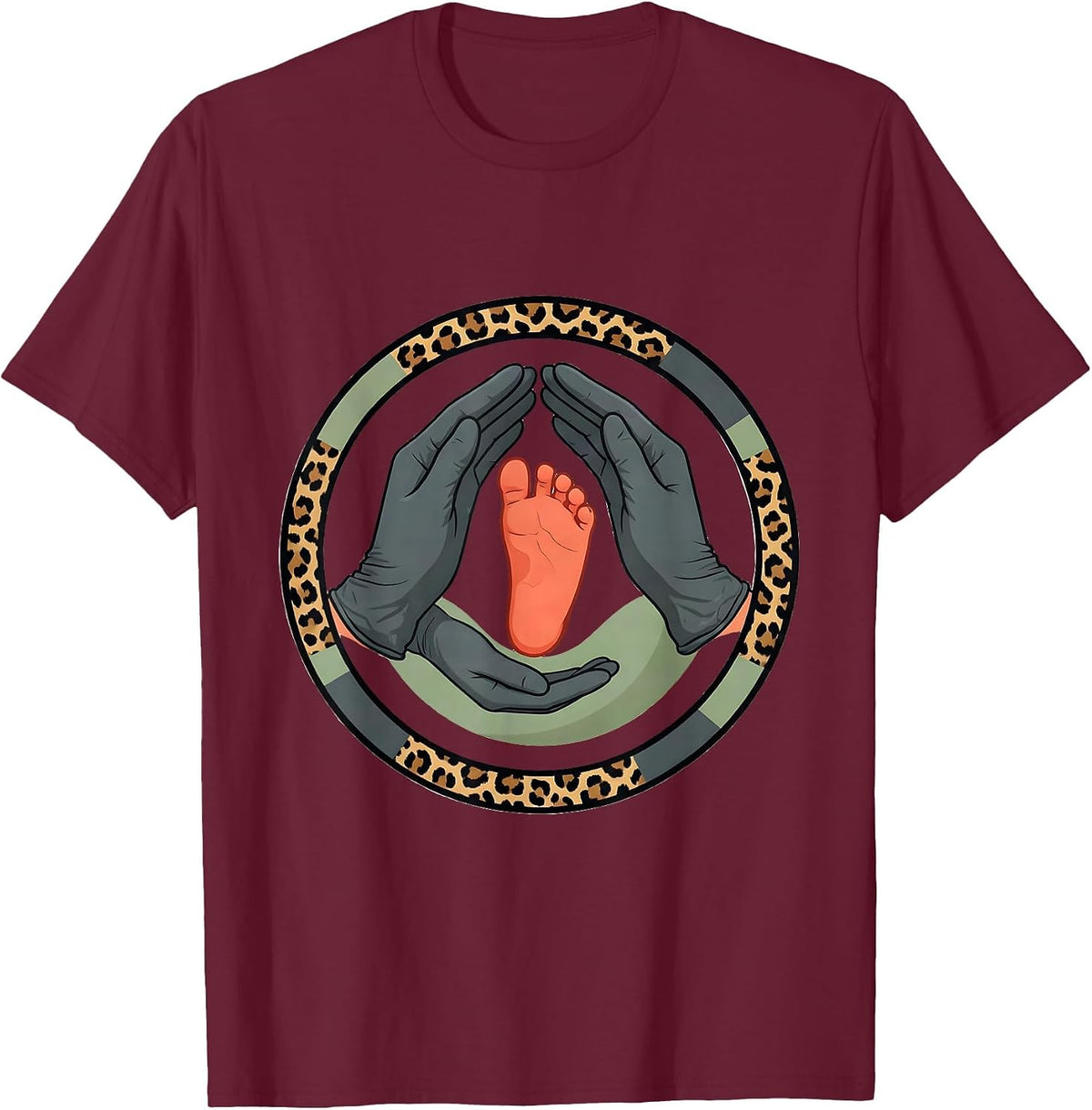 Sealed Hands Badge OB GYN Squad Nurse Tech Humor T-Shirt - Burgundy