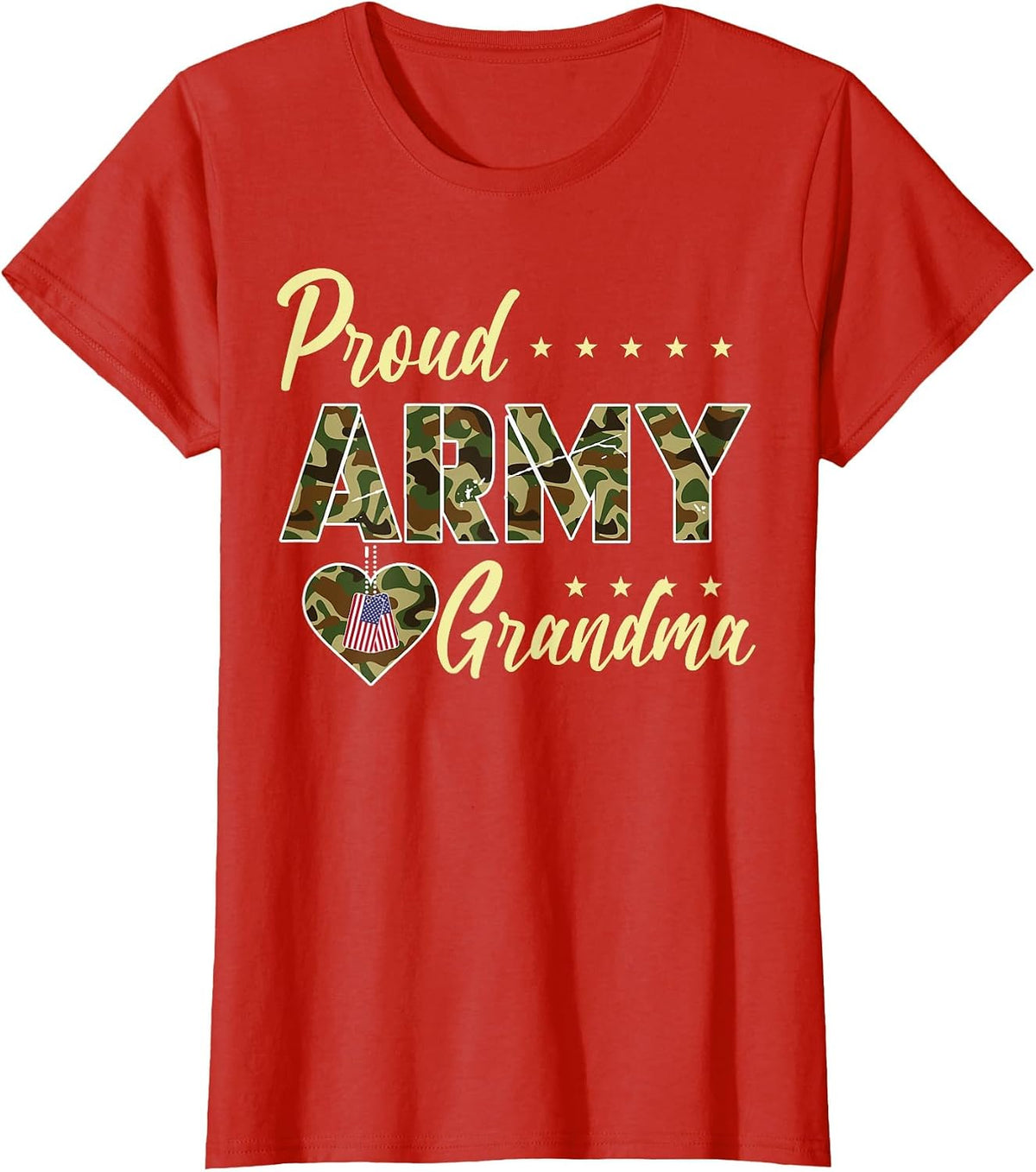 Proud Army Grandma Camouflage Soldier Family Love Military T-Shirt - Red