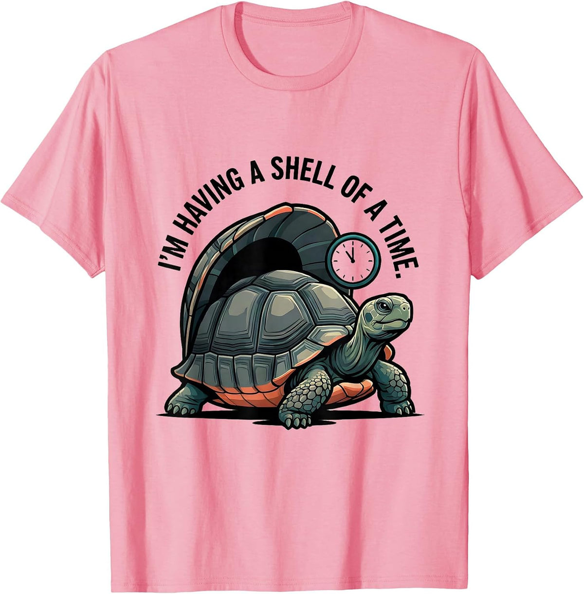 Men's I'm Having A Shell Of A Time Funny Tortoise Lover Pet Humor T-Shirt - Pink