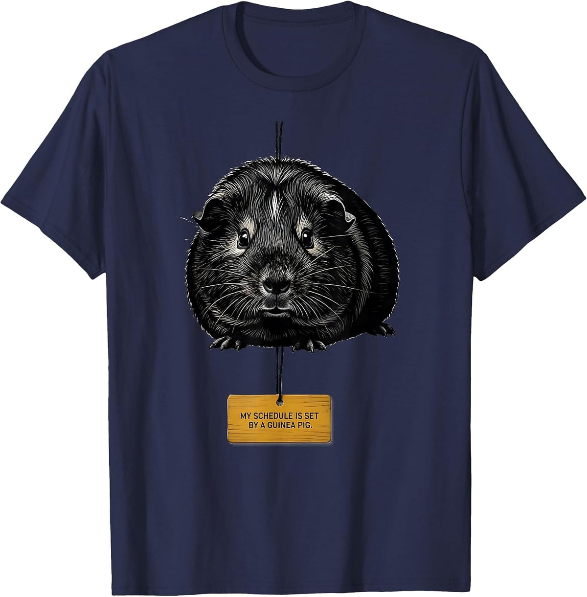 Men's My Schedule Is Set By A Guinea Pig Funny Guinea Pig Lover T-Shirt - Navy Blue