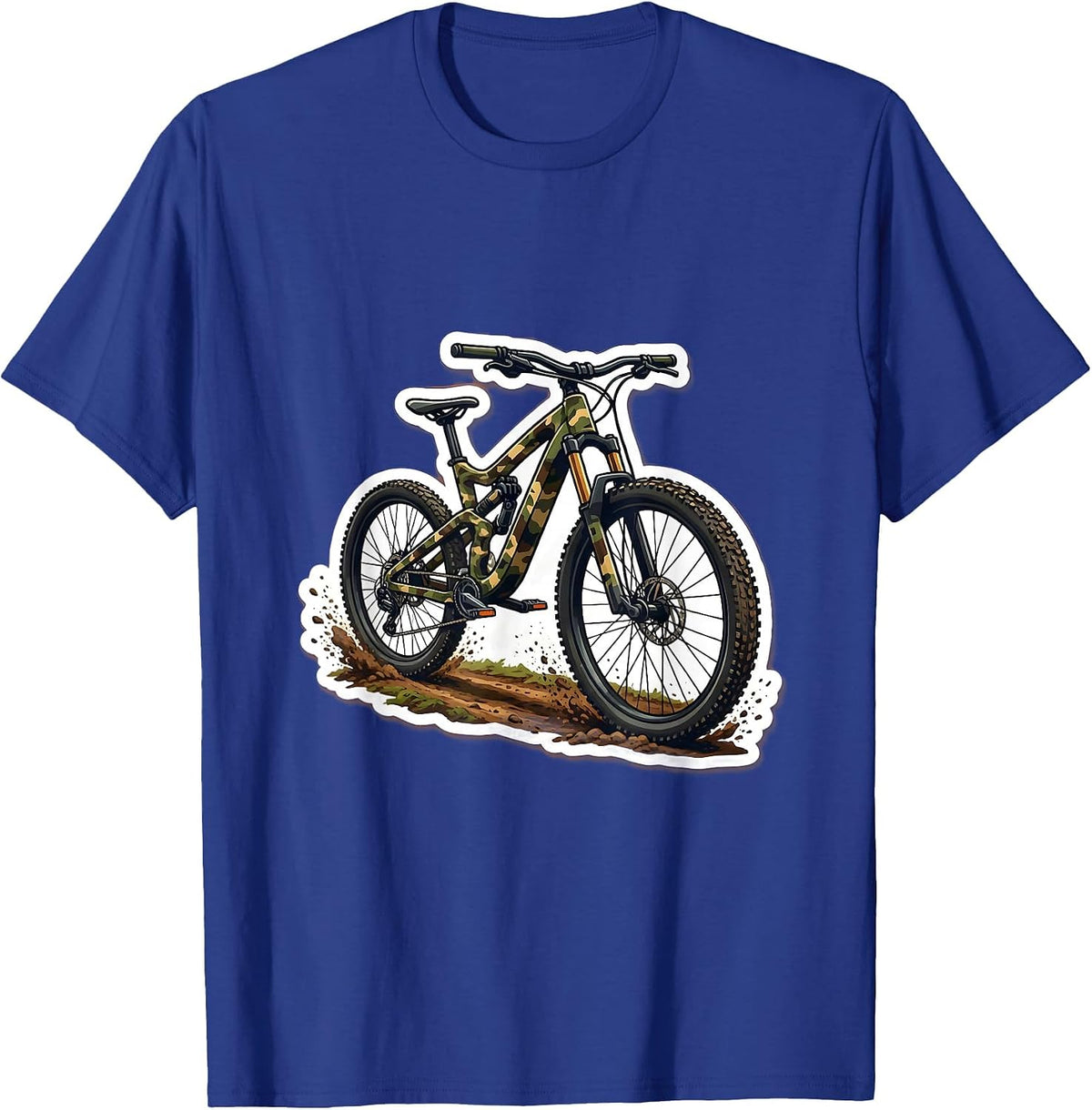 Men's Youth Camo Mountain Bike Dirt Trail Graphic T-Shirt - Royal Blue