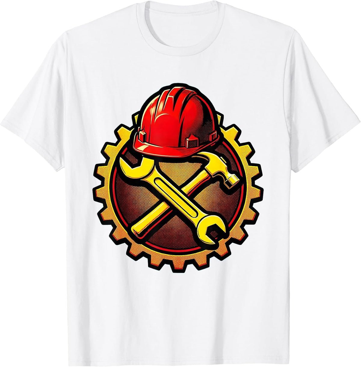 Men's Labor Day Hard Hat and Crossed Tools Graphic T-Shirt - White