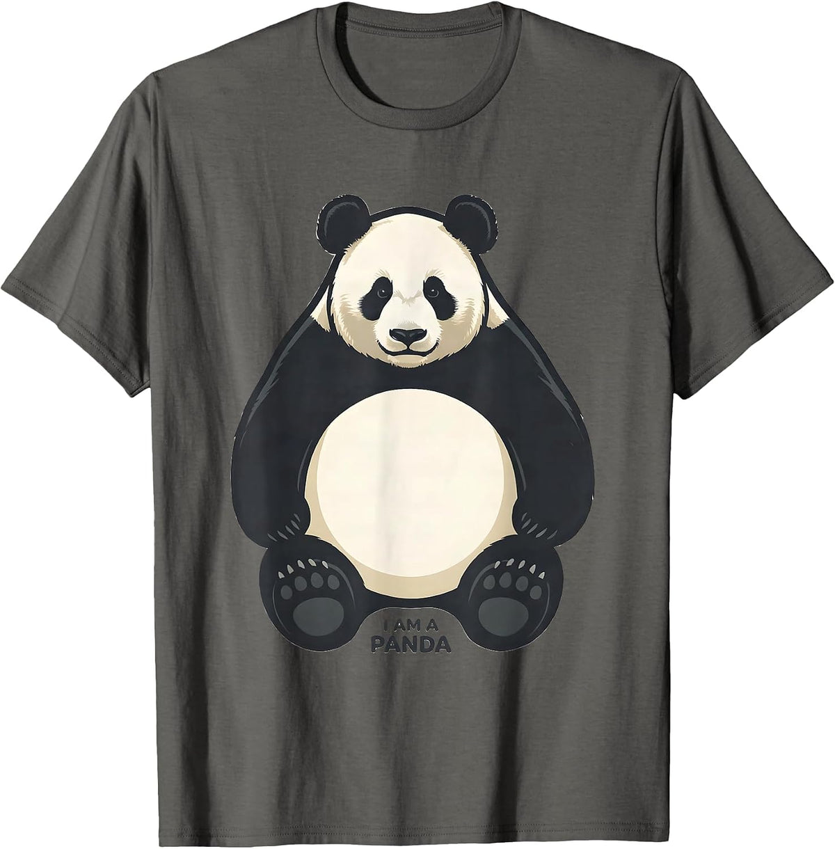 Men's I Am a Panda Costume Animal Matching Halloween Group T-Shirt - Asphalt Grey