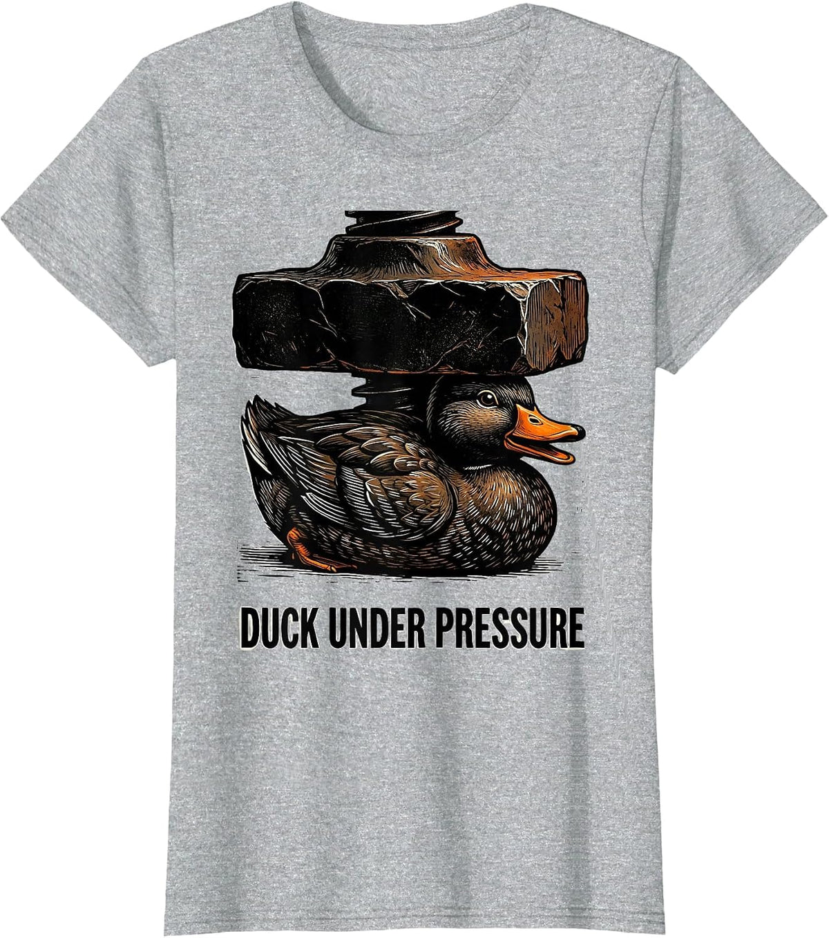 Duck Under Pressure Funny Duck Novelty Gift Birthday Humor T-Shirt - Heather Grey