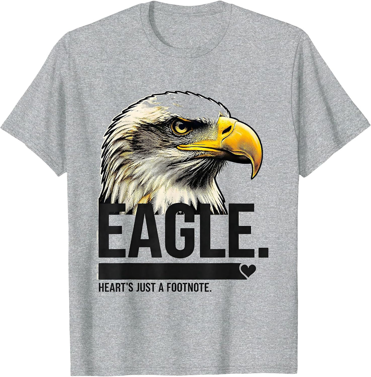 Men's EAGLE Heart's Just a Footnote Playful Wildlife Pride Eagle T-Shirt - Heather Grey