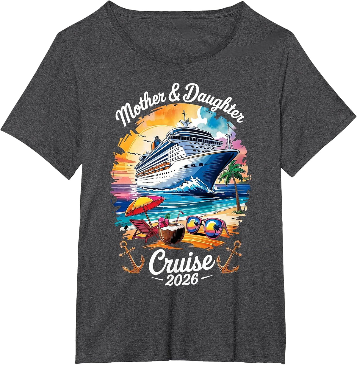Mother Daughter Cruise 2026 Vacation Trip Matching Family T-Shirt - Dark Heather Grey