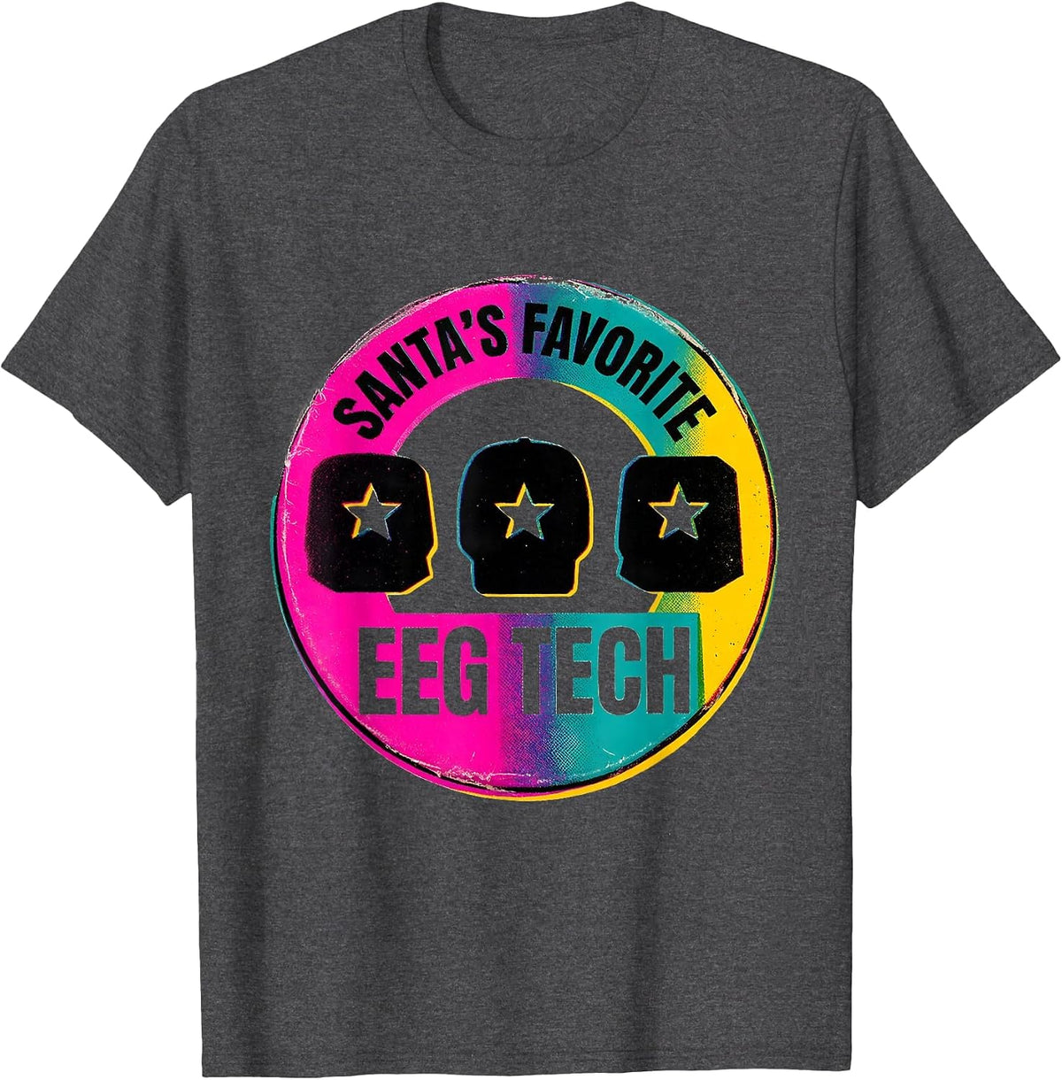 Santa's Favorite EEG Tech Funny Medical Tech Christmas T-Shirt - Dark Heather Grey