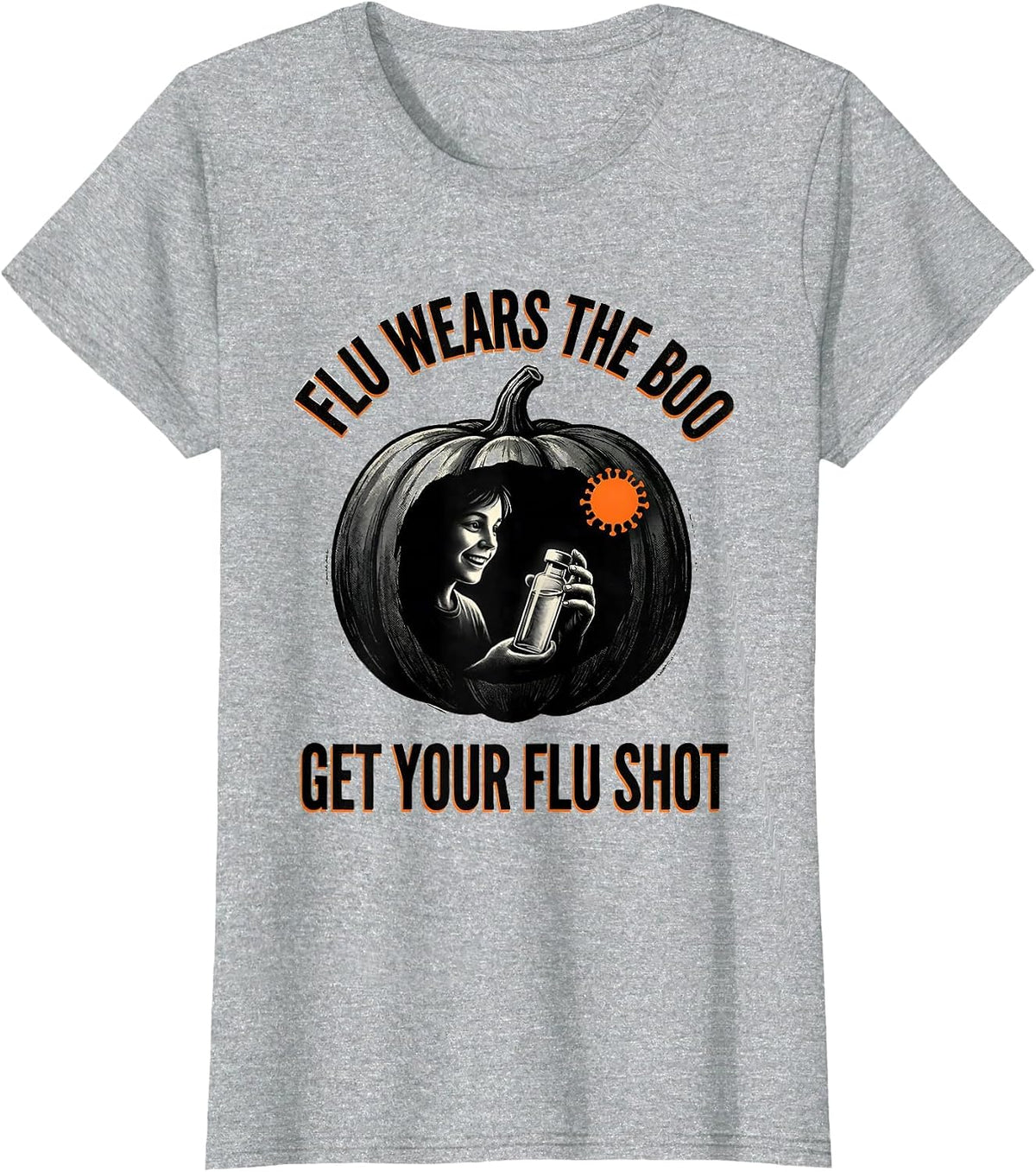 Women's Flu Wears The Boo Get Your Flu Shot Funny Nurse Halloween T-Shirt - Heather Grey