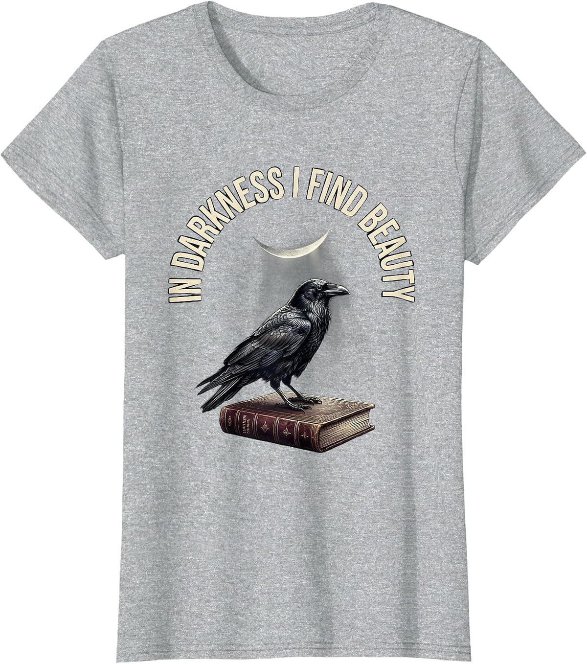 In Darkness I Find Beauty Gothic Edgar Allan Poe Raven T-Shirt - Heather Grey