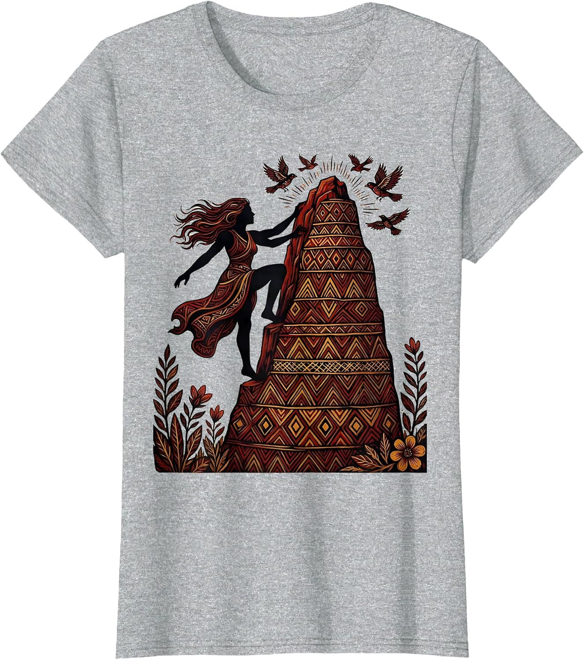 Woman Climbing Cliff Face Freedom Graphic Design T-Shirt - Heather Grey
