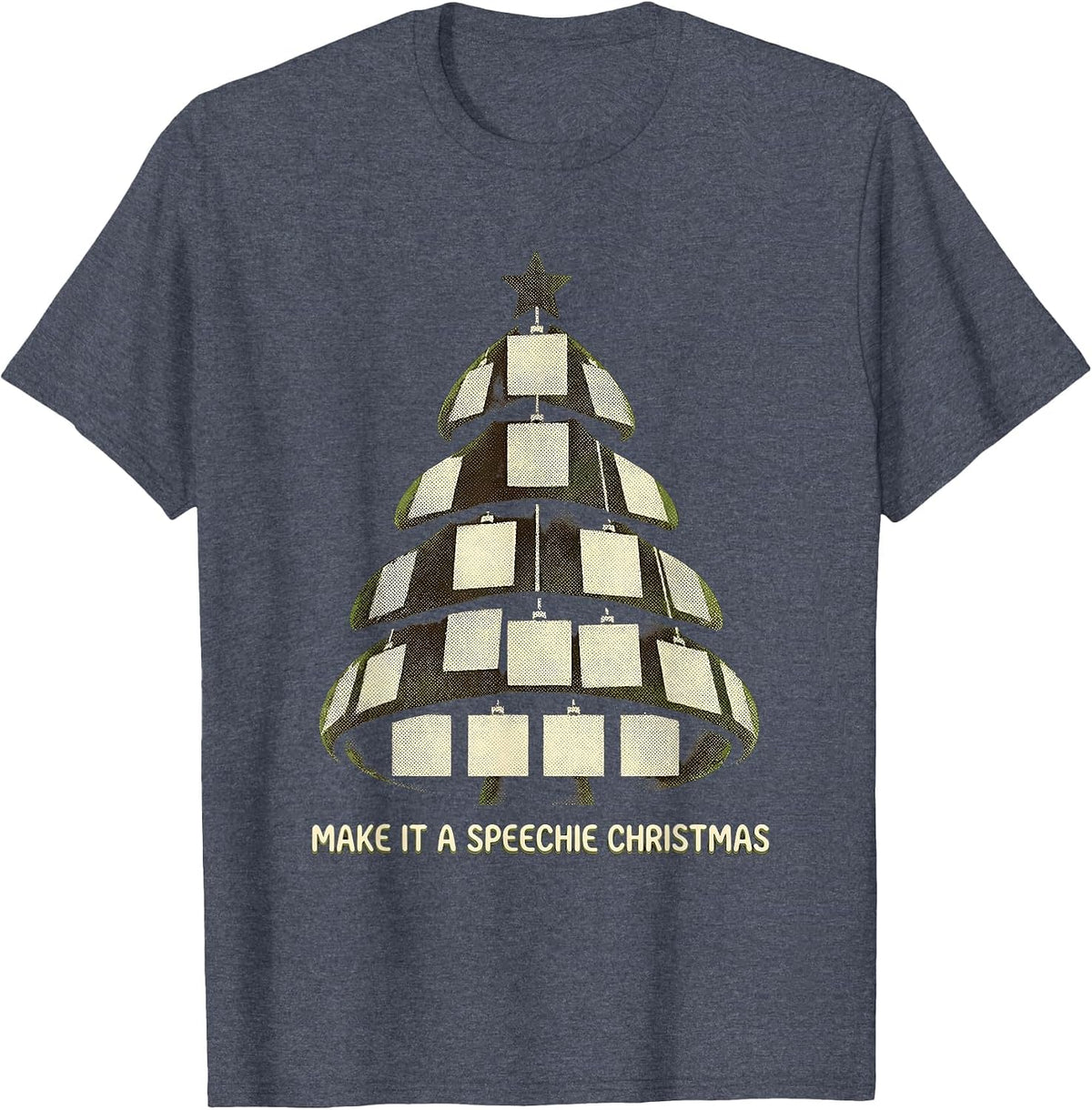 Make It a Speechie Christmas Retro 70s Speech Therapist T-Shirt - Heather Blue